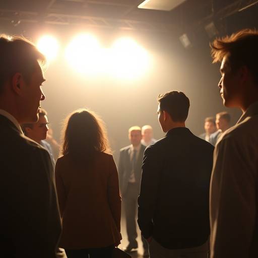 Backstage-Szene mit Schauspielern vor einer Aufführung