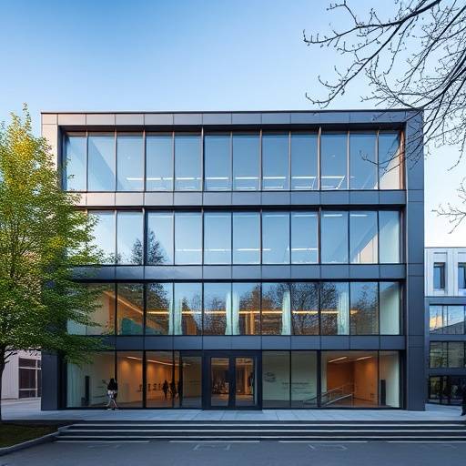 Das Gebäude der Schauspielakademie Zürich, ein modernes Gebäude mit grossen Fenstern