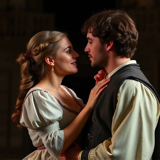 Szene aus Romeo und Julia mit Lena Baumann und Simon Weber in den Hauptrollen