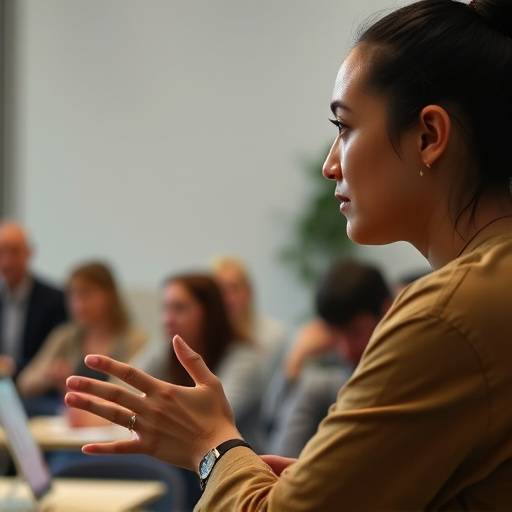Teilnehmer eines Workshops zur Sprechtechnik üben Artikulation.